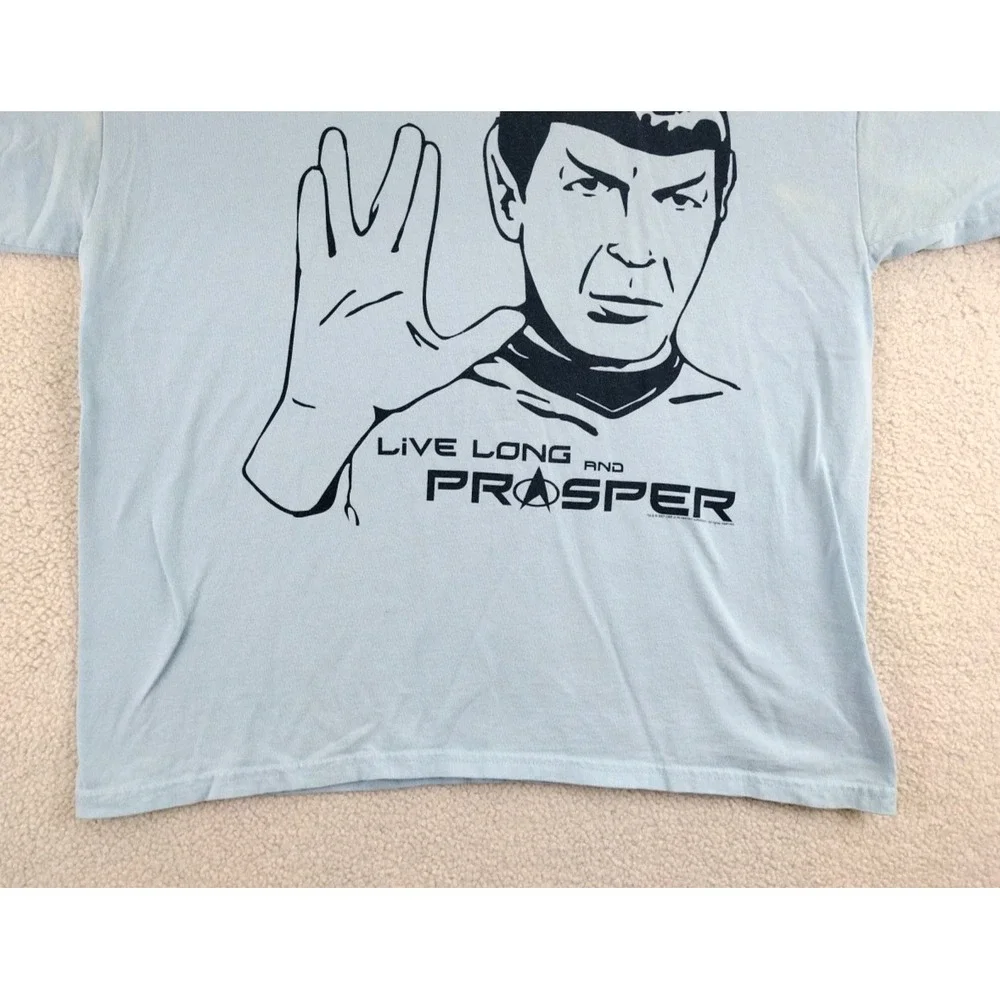 Steve & Barrys Star Trek Spock Live Long and‎ Prosper T Shirt Mens XL Light Blue